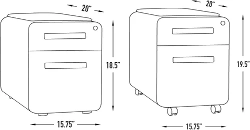 Vista 2 de Laura Davidson Furniture STOCKPILE - Mini archivador móvil con 2 cajones con asiento magnético extraíble, versión corta, archivador de metal, Negro