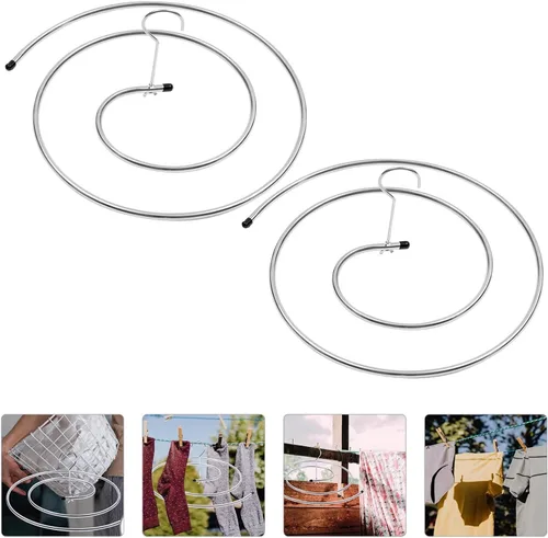 Vista 3 de Garneck Tendedero giratorio para ropa en espiral, 2 piezas, resistente al viento, forma de espiral, colgador para toallas de cama grandes, estante