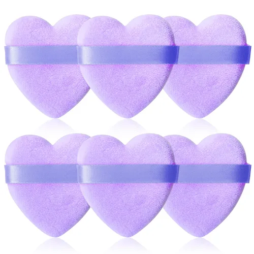 Vista 25 de 12 piezas de polvo en forma de corazón, soplo cosmético para cara, lavable, reutilizable, suave, esponja en polvo, esponja de maquillaje