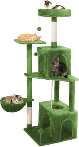 Vista 14 de Árbol para gatos, torre de gato de 54 pulgadas para gatos de interior, condominio de felpa de varios niveles para gatos con postes rascadores