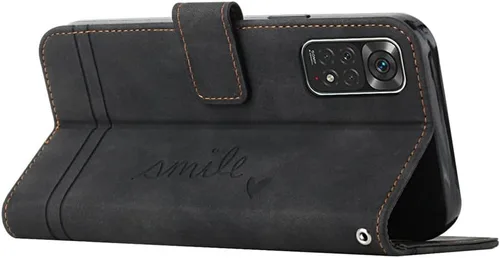 Vista 2 de Funda tipo cartera para Xiaomi Redmi Note 11, Redmi Note 11 Funda con tarjetero Funda de cuero con función atril Protección completa magnética Negro