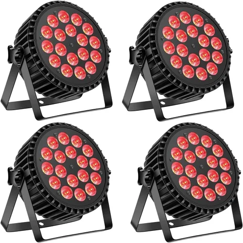 Vista 10 de U`King Luces de escenario, 18 x 18 W RGBW 4 en 1 LED DJ Par puede luz con efecto estroboscópico/lavado de escenario por DMX512 y iluminación