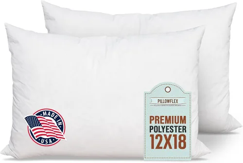 Vista 14 de Pillowflex Relleno de almohada de poliéster de alta calidad, 12 x 16 pulgadas, forma de almohada rectangular, lavable a máquina, soportes suaves