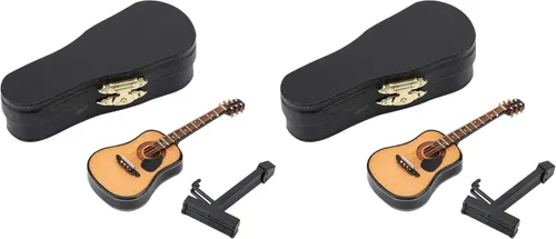 Vista 10 de Modelo de guitarra en miniatura, mini casa de muñecas de madera