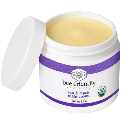 Vista 5 de La mejor crema de noche 100% todo natural y 80 % crema de noche orgánica por BeeFriendly, anti arrugas, anti envejecimiento, profundo hidratante