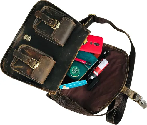 Vista 4 de Ruzioon - Bolso cruzado de piel de búfalo para mujer, bolso de hombro para mujer, bolso de viaje de cuero genuino (12 x 10 x 4 pulgadas), Beige