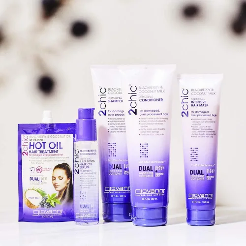 Vista 4 de GIOVANNI 2chic Elixir acondicionador y peinado ultra reparador sin enjuague Reparación (mora + aceite de coco)