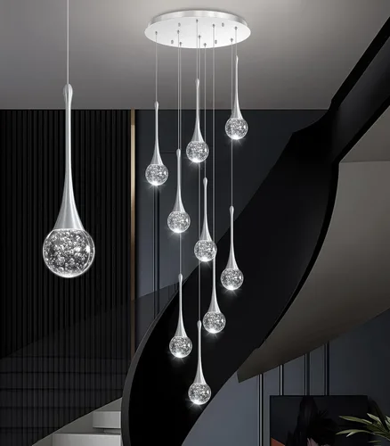 Vista 27 de Lámparas colgantes modernas para isla de cocina, LED, regulable, cristal glamuroso, iluminación colgante de techo para comedor, pasillo, dormitorio