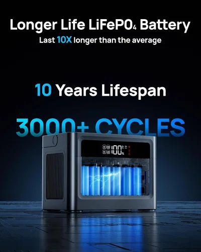 Vista 5 de Estación de energía portátil de 350 W, 230.4 Wh, batería LiFePO4 de 110 V, salida de CA de onda sinusoidal pura con carga rápida PD, generador solar
