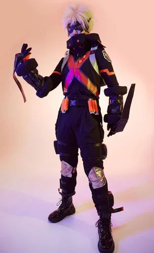 Vista 4 de miccostumes Conjunto completo unisex de anime, traje de batalla de invierno, trajes de cosplay con accesorios