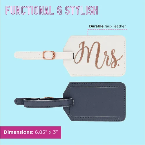Vista 3 de Miamica Etiquetas de equipaje Mrs. & Mr, Gris y Blanco, Mr. & Mrs.