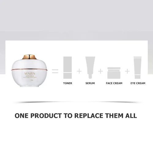 Vista 9 de VENZEN Crema facial hidratante de leche de cabra tierna nicotinamida (toner + crema facial + suero + crema para ojos) Refrescante piel facial 3.53