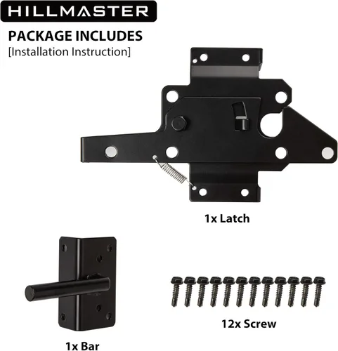 Vista 6 de HILLMASTER Pestillo de puerta de alta resistencia autobloqueante para valla de madera, cerradura de puerta automática de gravedad de montaje