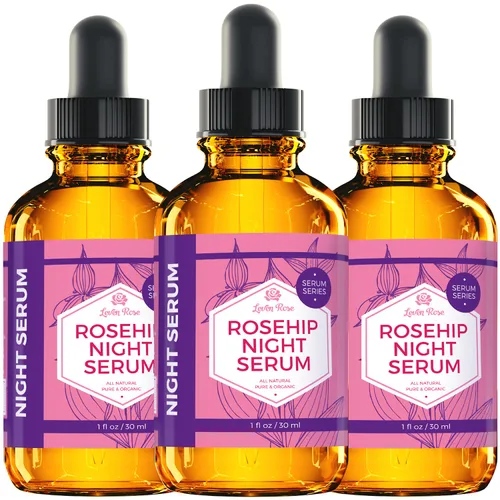 Vista 4 de Leven Rose Aceite de rosa mosqueta suero facial de noche, 100% puro orgánico natural suero de aceite de rosa mosqueta para piel seca, 1 onza