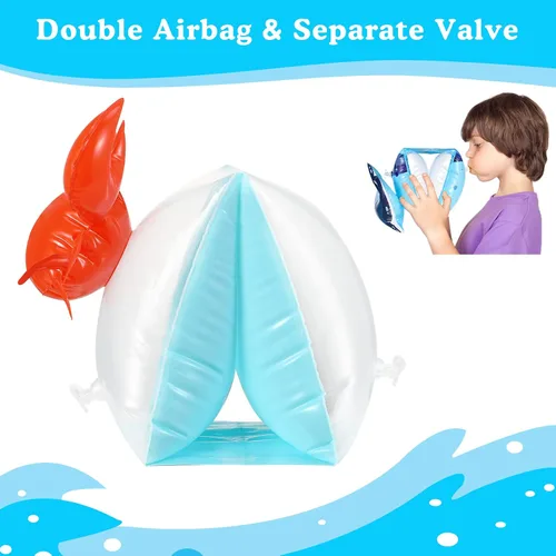 Vista 4 de HeySplash Brazaletes inflables para niños (de 3 a 6 años), mangas flotantes para brazo de piscina, tubo flotante, alas de agua, para natación, hasta