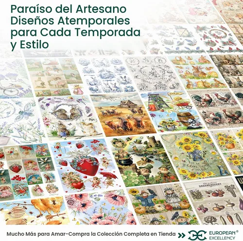 Vista 6 de Papel de arroz para Decoupage A4 Decoupage Vintage (Mini Navidad con Santa - 2 hojas)