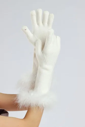 Vista 32 de Sahabowi Guantes de cuero para clima frío Manopla de lana cálida de invierno para mujeres