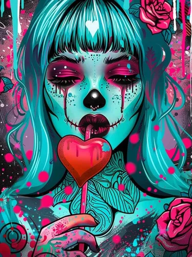 Vista 37 de Kits de pintura de diamantes 5D para adultos, Terror Girl Taladro completo, punto de cruz de diamante redondo, no hables, pintura de diamantes por