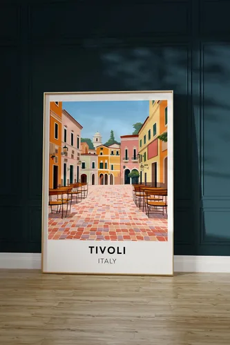 Vista 4 de Tivoli poster Italy print Tivoli travel print wall art, Italy travel poster