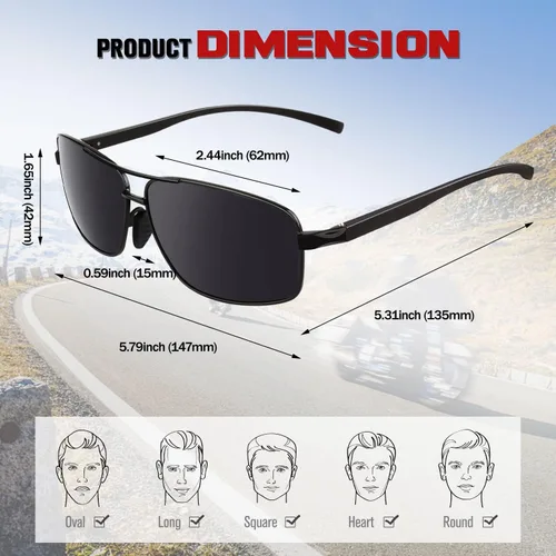 Vista 5 de Polarized Sunglasses for Men,Ultralight Al-Mg Mens Sunglasses,Shades Glasses Men with UV400 Protection