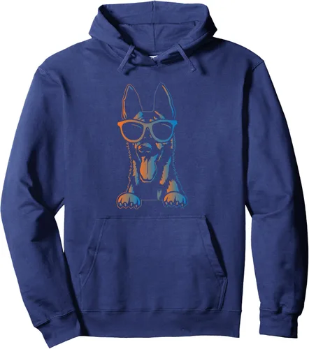 Vista 5 de Sudadera con capucha estilo malinois estilo retro vintage de pastor belga malinois belga, Negro
