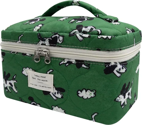 Vista 46 de Gosect Bolsa de maquillaje grande, bonita bolsa de cosméticos para mujeres y niñas, bolsa de aseo estética de coqueta floral, bolsa organizadora