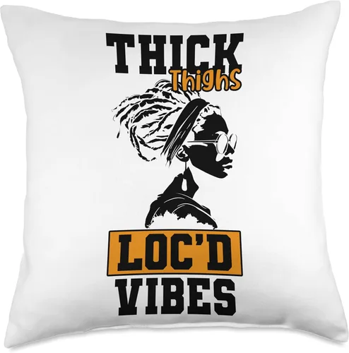 Vista 4 de Locs Afro Dreadlocks Love Natural Beauty Hair Locd Thick Thighs Loc'd Vibes Afro Hair - Almohada africana americana, 16 x 16 pulgadas, multicolor