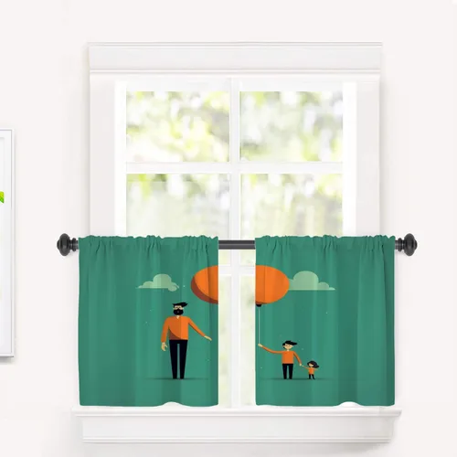 Vista 193 de Cortinas opacas de poliéster multicapa para cafetería, con diseño de diamantes, 2 unidades, 26 x 24 pulgadas