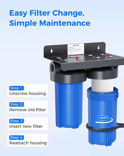Vista 6 de Waterdrop WF10F Whole House Water Filter, Iron Filter, Compatible with WHF21-FG, Reduces Iron & Manganese Filter Cartridge, 6 Months, 2 Pack