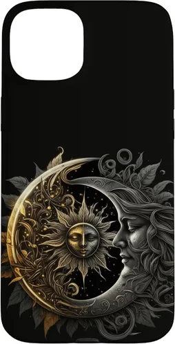 Vista 9 de Moon And Sun Celestial Yin And Yang Leaves Case for iPhone 16