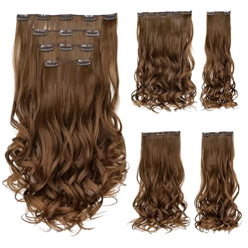 Vista 36 de Extensión de cabello negro oscuro, extensiones de cabello con clip de 22 pulgadas