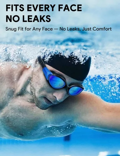 Vista 3 de Gafas de natación para adultos, antiniebla, anti rayos UV, sin fugas, visión clara, gafas de natación para hombres y mujeres, unisex