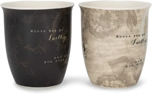 Vista 3 de Dicksons Where You Go Mr. and Mrs. Ruth 1:16 - Juego de 2 tazas de café de porcelana de hueso de 18 onzas
