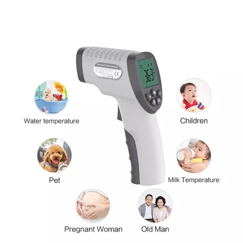 Vista 2 de Termómetro infrarrojo digital para bebé, temperatura corporal, pistola de fiebre, medida para adultos, niños, frente contacto Ir termómetro