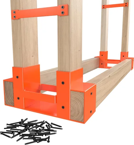 Vista 8 de Mr IRONSTONE Estante de leña para exteriores e interiores, kit de soportes de leña ajustable a cualquier longitud, estantes de almacenamiento