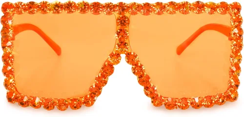 Vista 2 de Xpectrum Gafas de sol cuadradas extra grandes de cristal Elton con diamantes de imitación para concierto