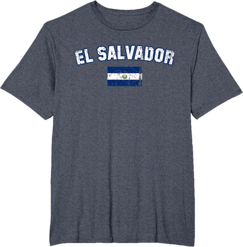 Vista 62 de EL SALVADOR Bandera Vintage Hombres Mujeres Niños Camiseta EL SALVADOR