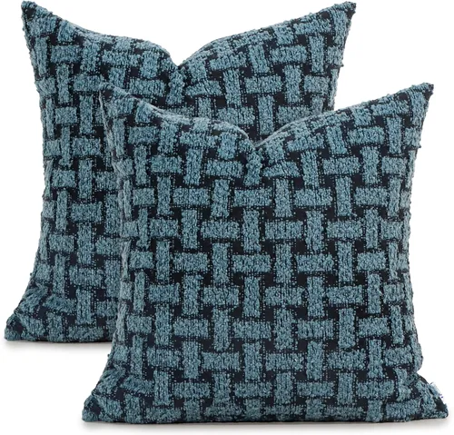 Vista 8 de Paquete de 2 fundas de almohada Boucle de 18 x 18 pulgadas, fundas de almohada decorativas de Navidad para sofá, sofá, fundas de almohada bohemias