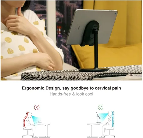 Vista 4 de Bright Stone - Soporte para teléfono de escritorio, soporte ajustable para teléfono de escritorio, compatible con Negro