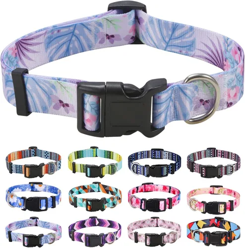 Vista 38 de Mihqy - Collar de perro, patrones geométricos florales, tribales, bohemios, collar de estilo étnico, suave y ajustable, para perros pequeños