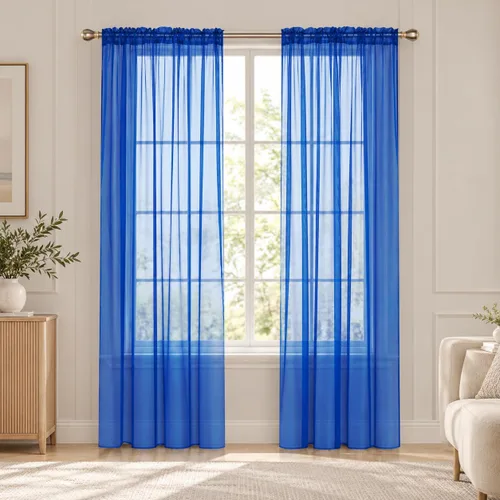 Vista 65 de Deconovo - Cortinas transparentes con filtro de luz de 84 pulgadas de largo Plata