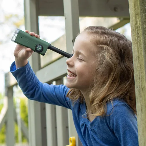 Vista 8 de Carson X-Scope Kids - Herramienta de bolsillo óptica multiusos de 7 funciones con microscopio 30x, telescopio 8x, lupa plegable 9x, linterna