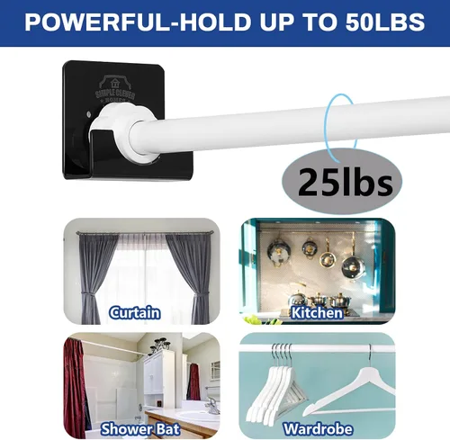 Vista 7 de Soportes de barra de cortina de baño de acrílico negro, adhesivos antideslizantes, soportes para cortinas, no se pegan en la pared, 2 soportes