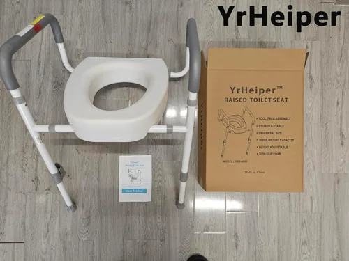 Vista 4 de YrHeiper - Asientos de inodoro elevados con asas, reposabrazos para uso con asientos de inodoro