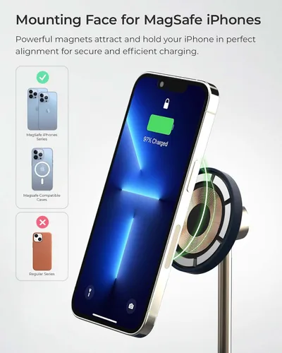Vista 3 de iOttie Velox - Soporte magnético inalámbrico Duo. Soporte de montaje de 7.5 W + almohadilla de carga de 5 W. MagSafe compatible con iPhone 12