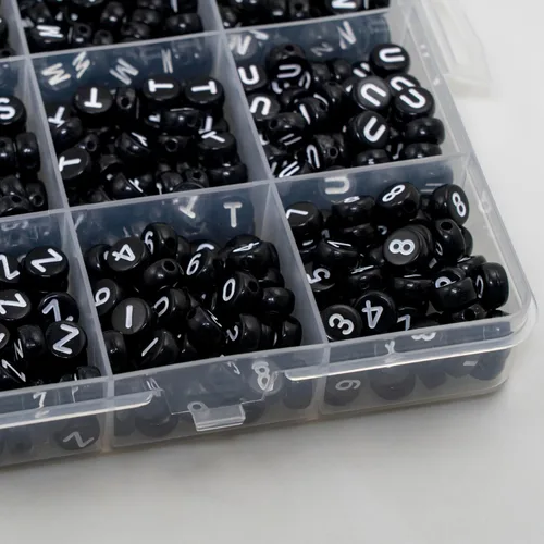 Vista 3 de Juego de 1450 cuentas de letras redondas de acrílico de 0.16 x 0.27 pulgadas, cuentas de las letras del alfabeto de la A a la Z y cuentas de números