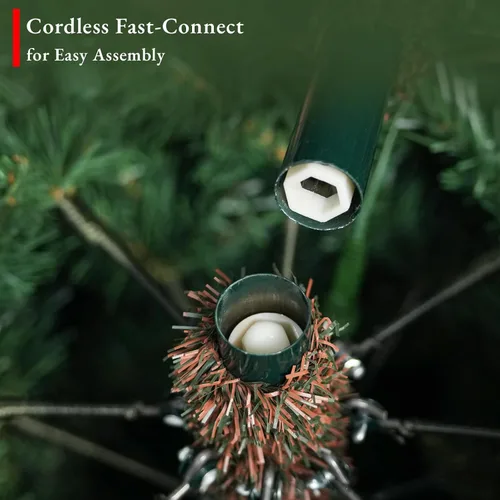 Vista 5 de Hykolity Árbol de Navidad preiluminado prémium de 7.5 pies con 1,050 LED Verde Multicolor