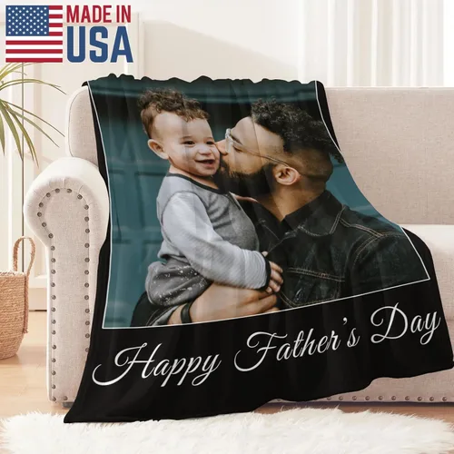 Vista 2 de Manta personalizada para el día del padre con foto, regalos personalizados para papá, papá, abuelo, papá, cumpleaños, Navidad