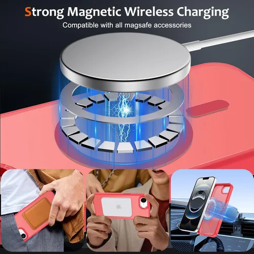 Vista 1360 de Anuck - Funda magnética para iPhone 11 compatible con MagSafe, carcasa trasera mate translúcida dura, borde de TPU, delgada, resistente a impactos