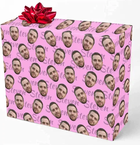 Vista 9 de M YESCUSTOM Papel de regalo con fotos personalizadas, papel de regalo para el Día de la Madre, Día del Padre, cumpleaños, Navidad